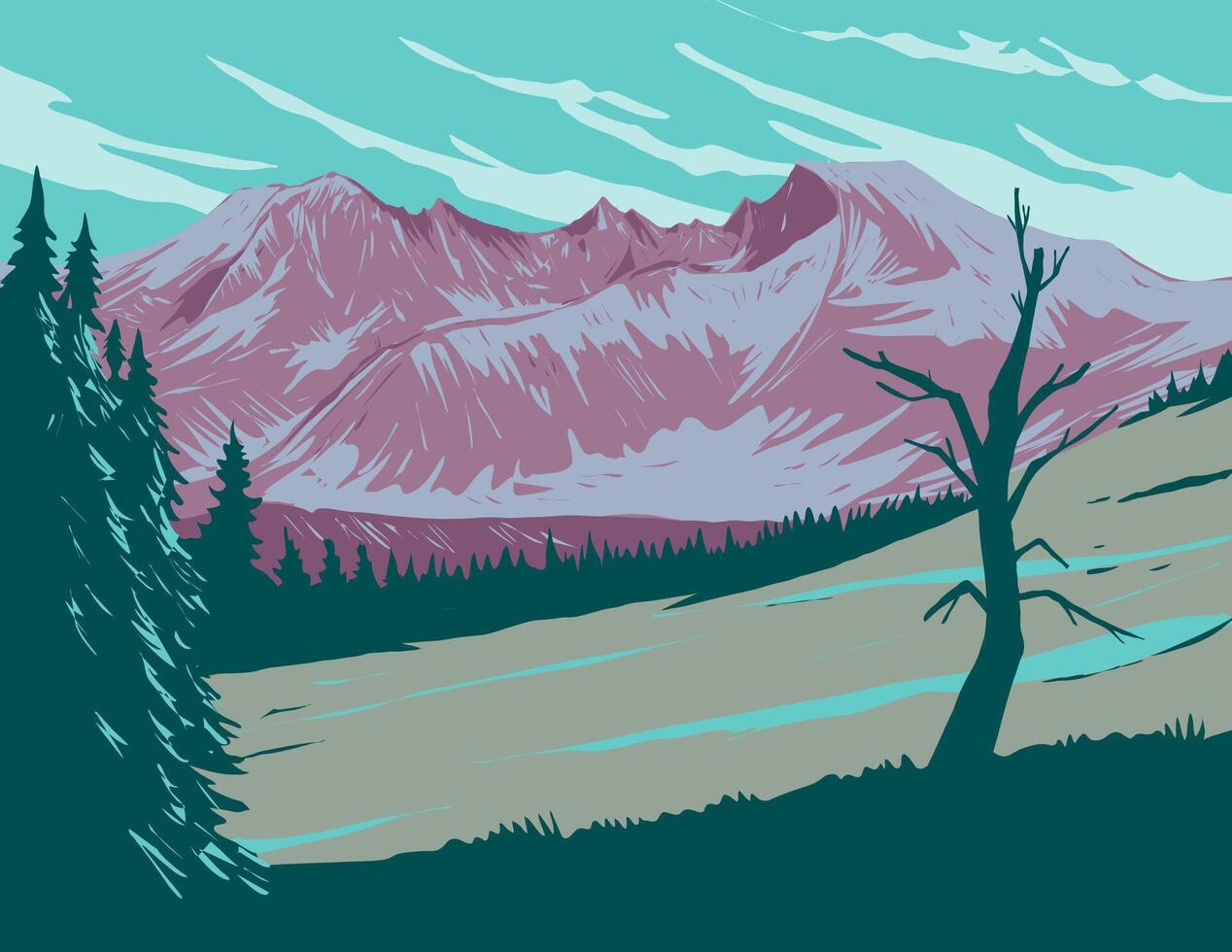 Wheeler Peak in Great Basin National Park Nevada WPA Poster Art vector