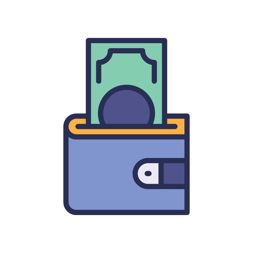 wallet filled color icon vector