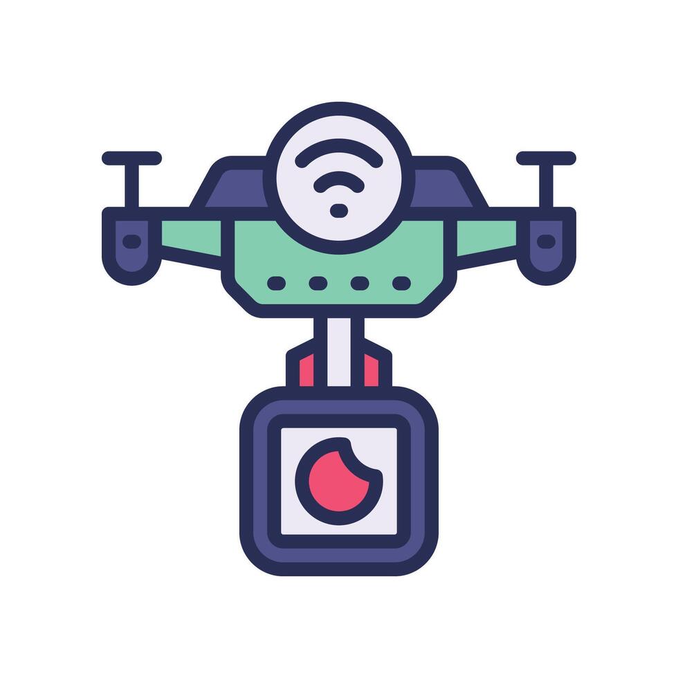 camera drone filled color icon vector