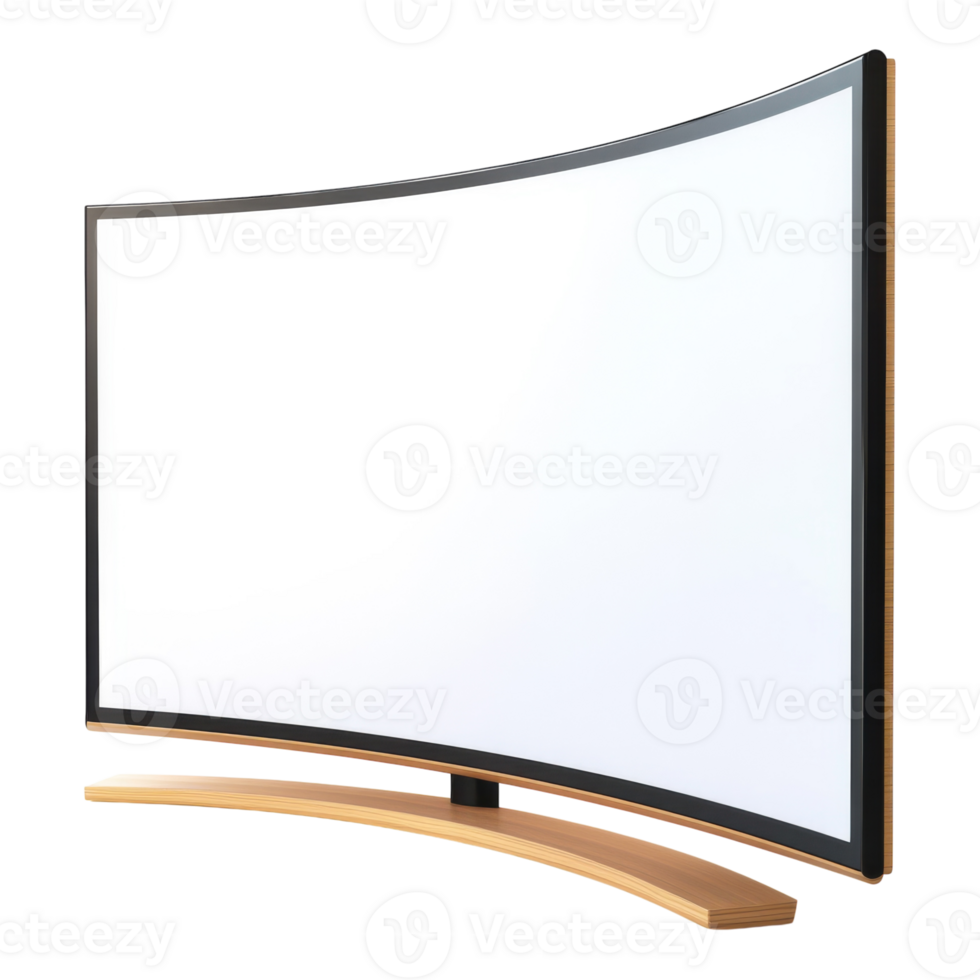 Modern Curved Screen TV on transparent background. png