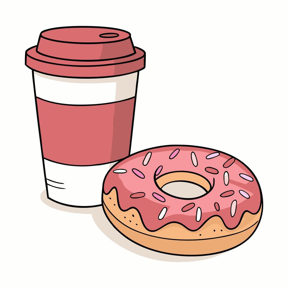 Dessert donut and coffee on white background for decoration vector
