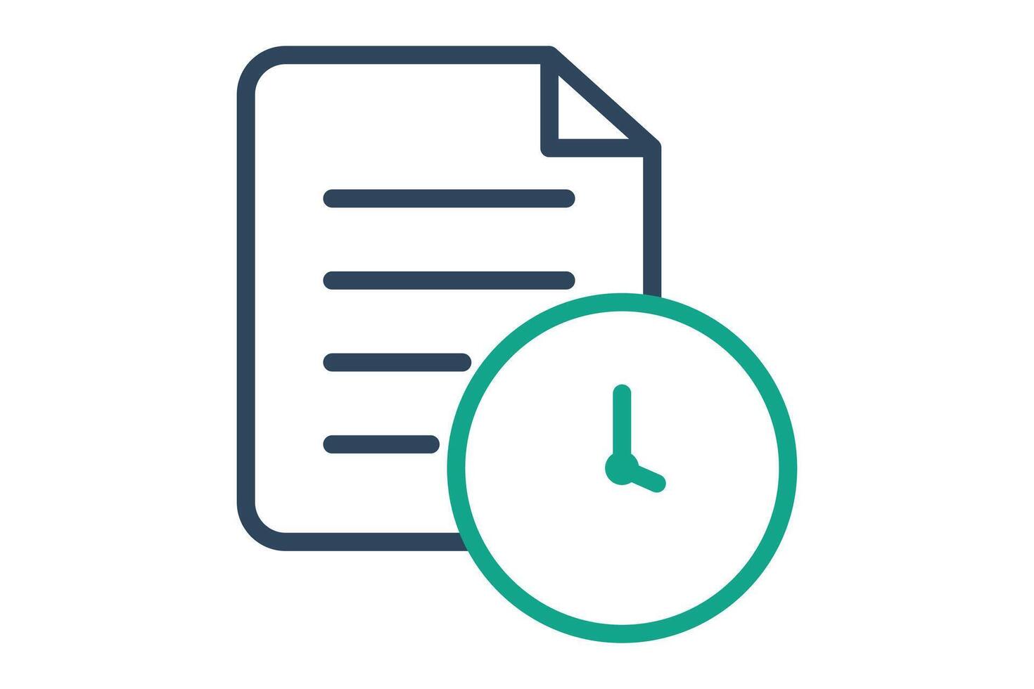 History icon. line icon style. document with clock. icon related to time and date. time elements illustration vector