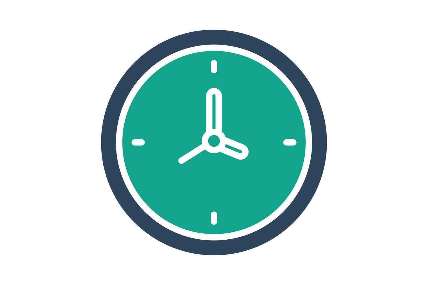 Clock icon. solid icon style. icon related to time and date. time elements illustration vector