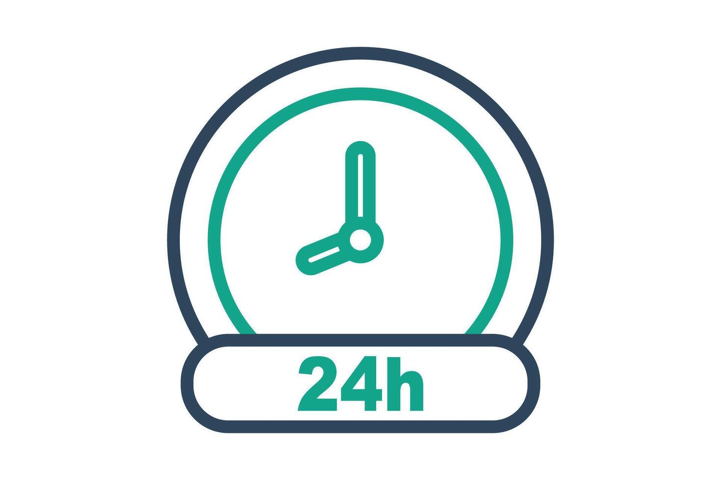 Day icon. line icon style. clock with 24 h. icon related to time and date. time elements illustration vector