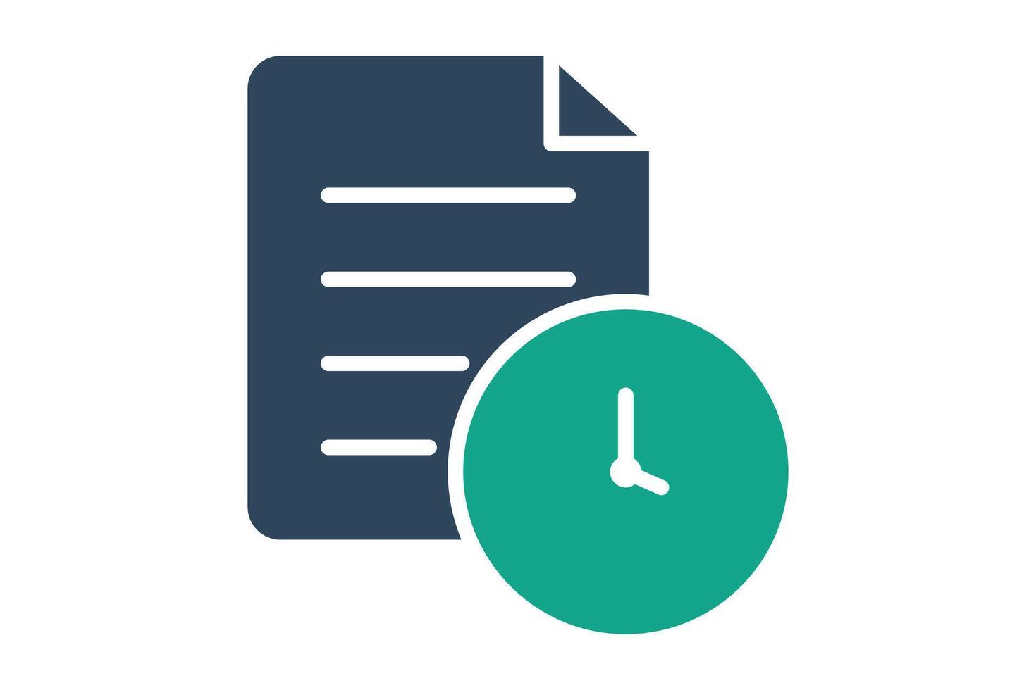 History icon. solid icon style. document with clock. icon related to time and date. time elements illustration vector