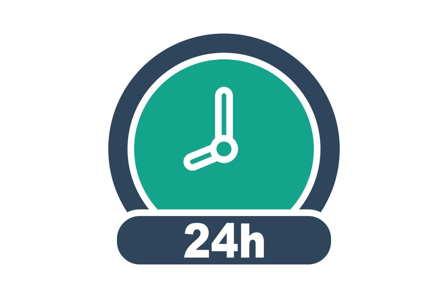 Day icon. solid icon style. clock with 24 h. icon related to time and date. time elements illustration vector