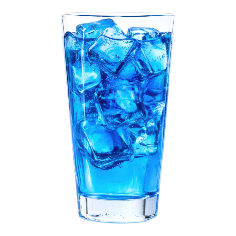 Refreshing Blue Soda in a Clear Glass on Transparent Background png