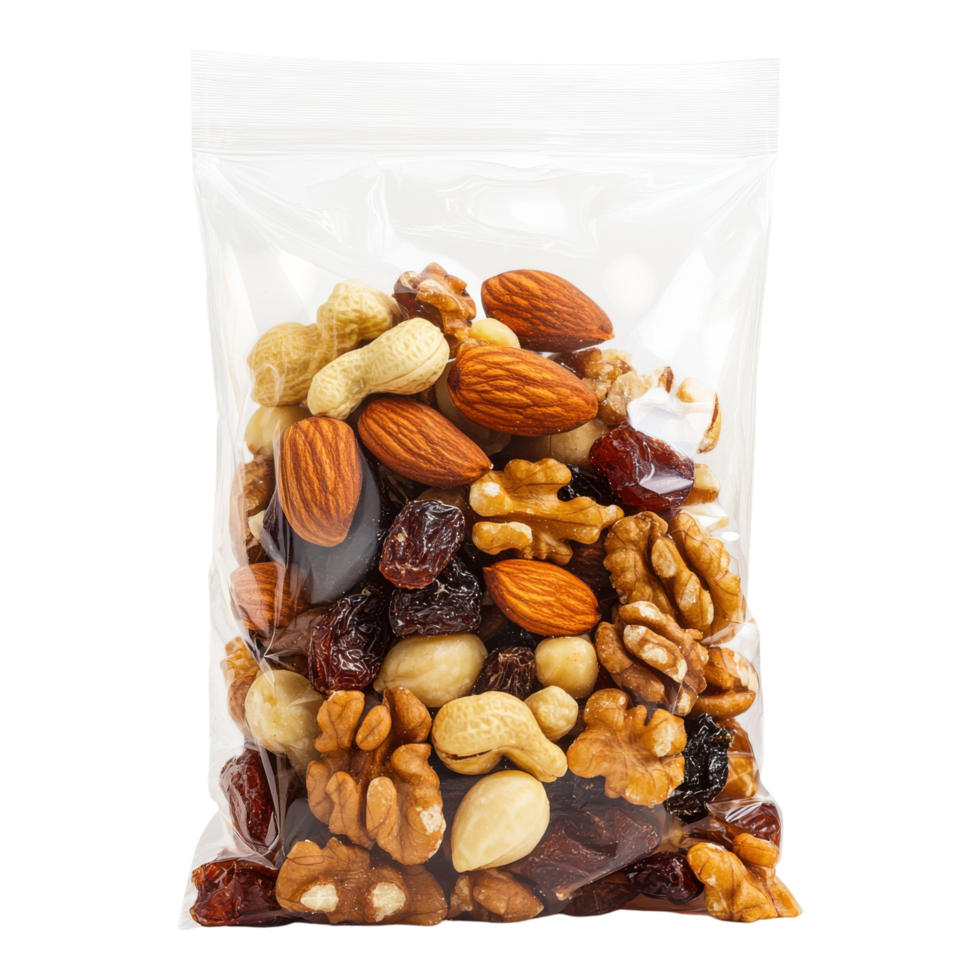 Versatile Transparent Plastic Bag Filled with Assorted Items for Storage on Transparent Background png