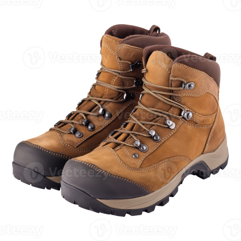 Brown Hiking Boots for Adventure on transparent background. png