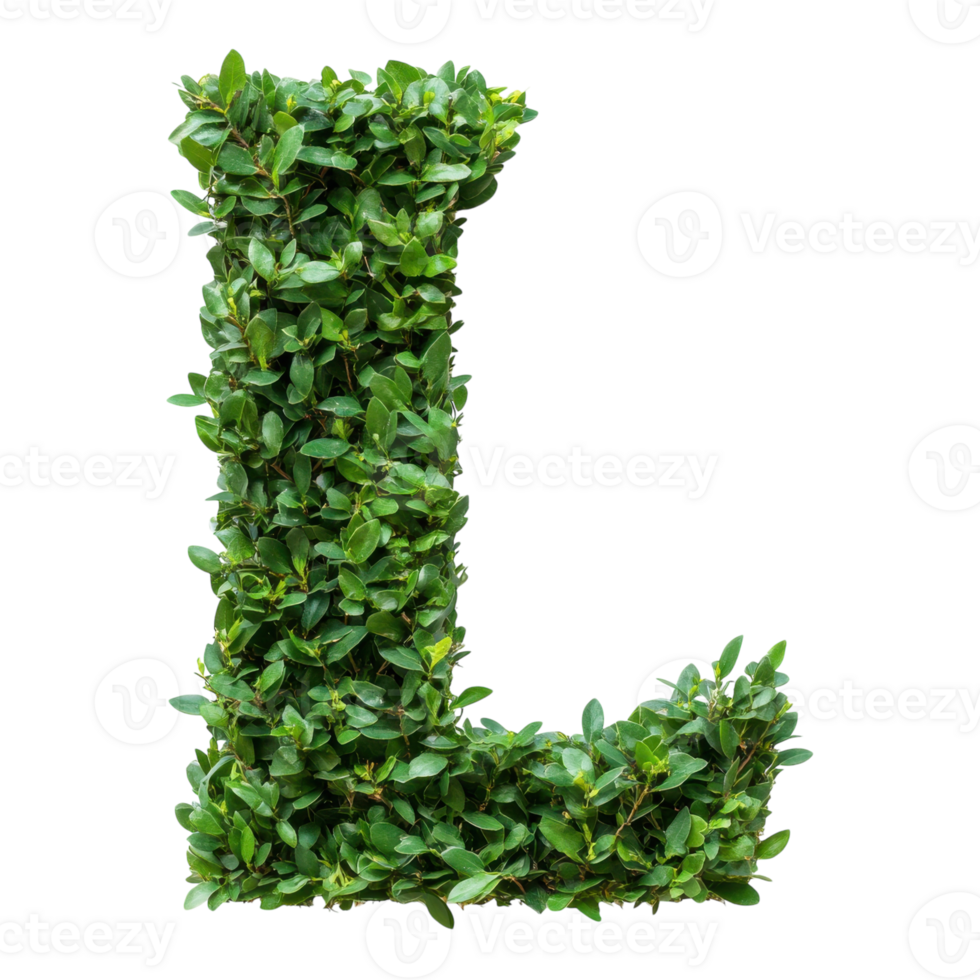 Alphabet L Shaped Shrubs on transparent background. png