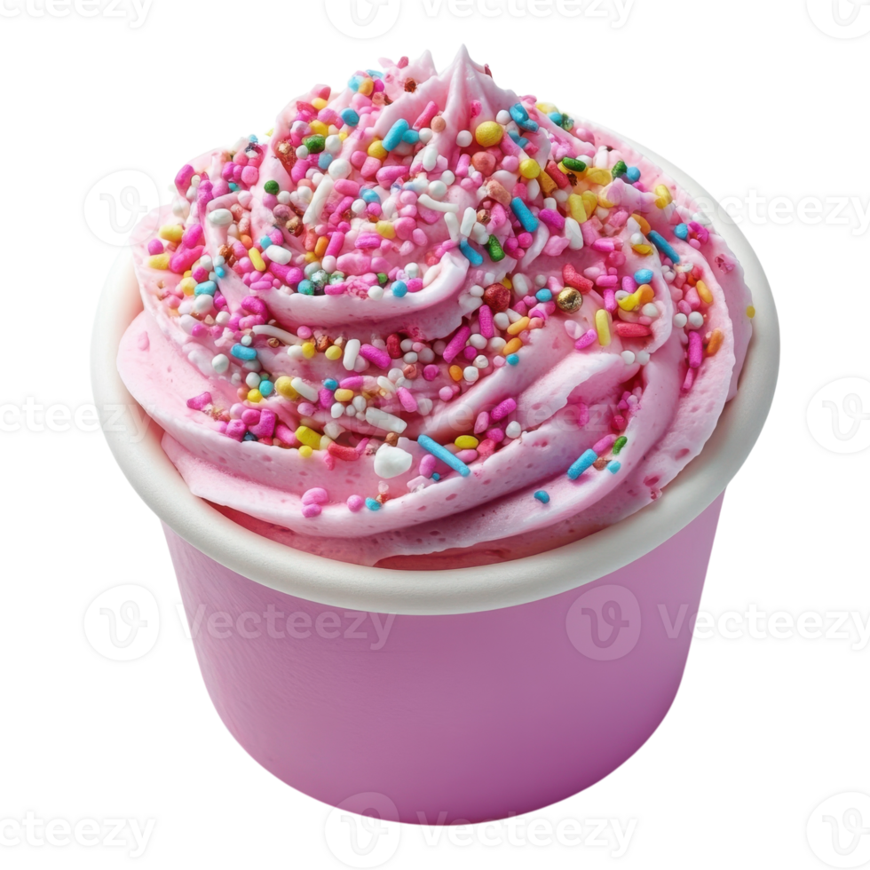 Delicious Pink Cupcake with Sprinkles on transparent background. png