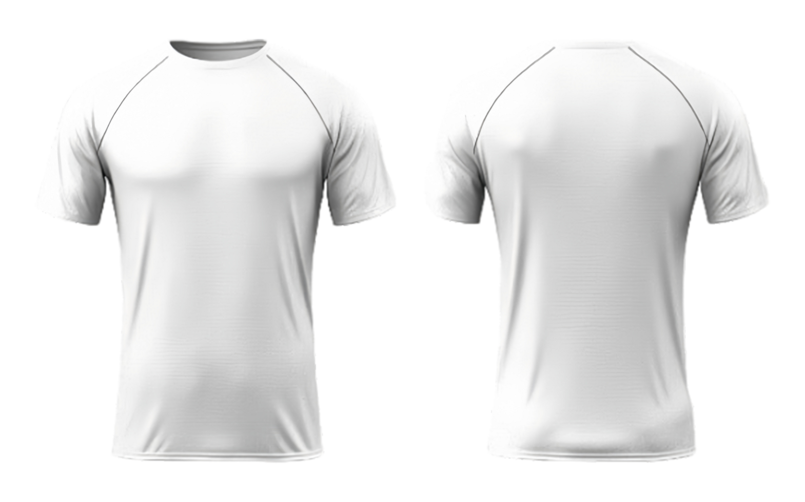 Plain White sports t-shirt with front and back view png