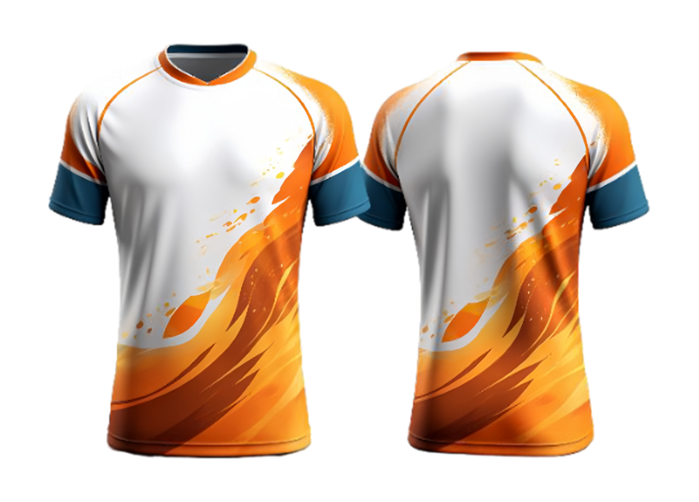 Orange abstract white jersey with front and back view png