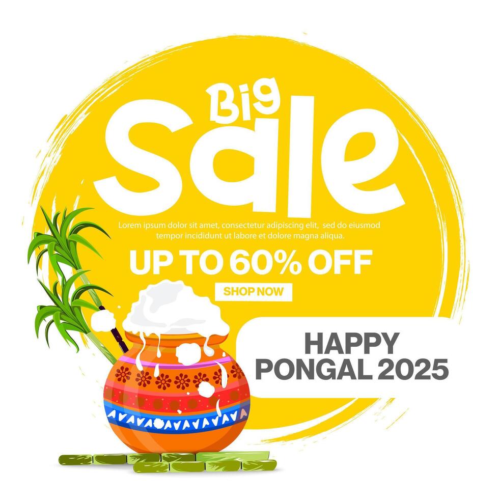 illustration of Pongal Big Sale banner design with festive elements. vector