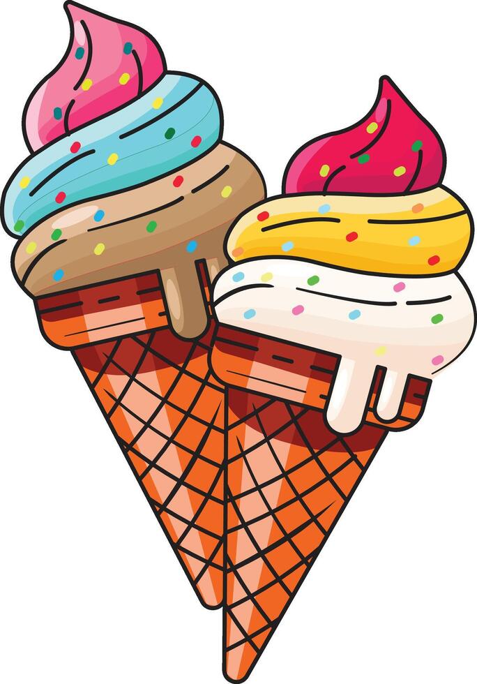 Illustration delicious of a ice cream colorfully. color illustration of a ice cream colorfully vector