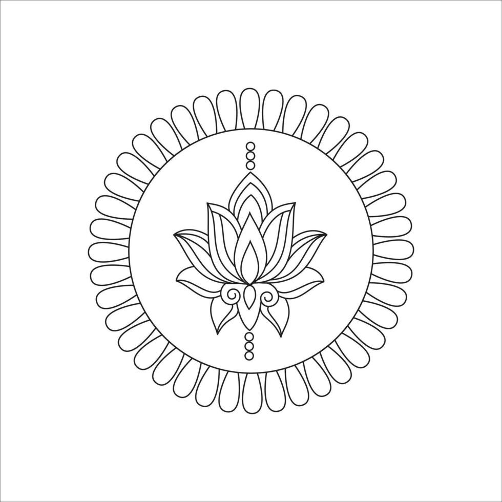 Circular mandala pattern with Lotus flower for Henna vector