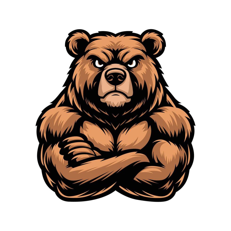 A bear with arms crossed on his chest vector