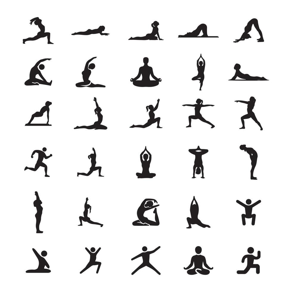 Yoga and Fitness Poses set vector