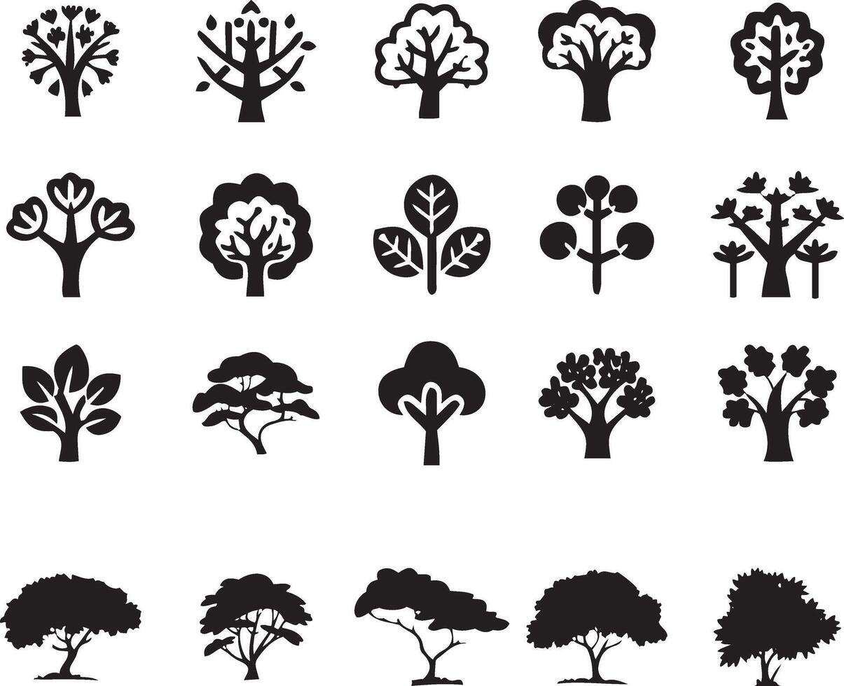 Black silhouette of trees on a white background vector