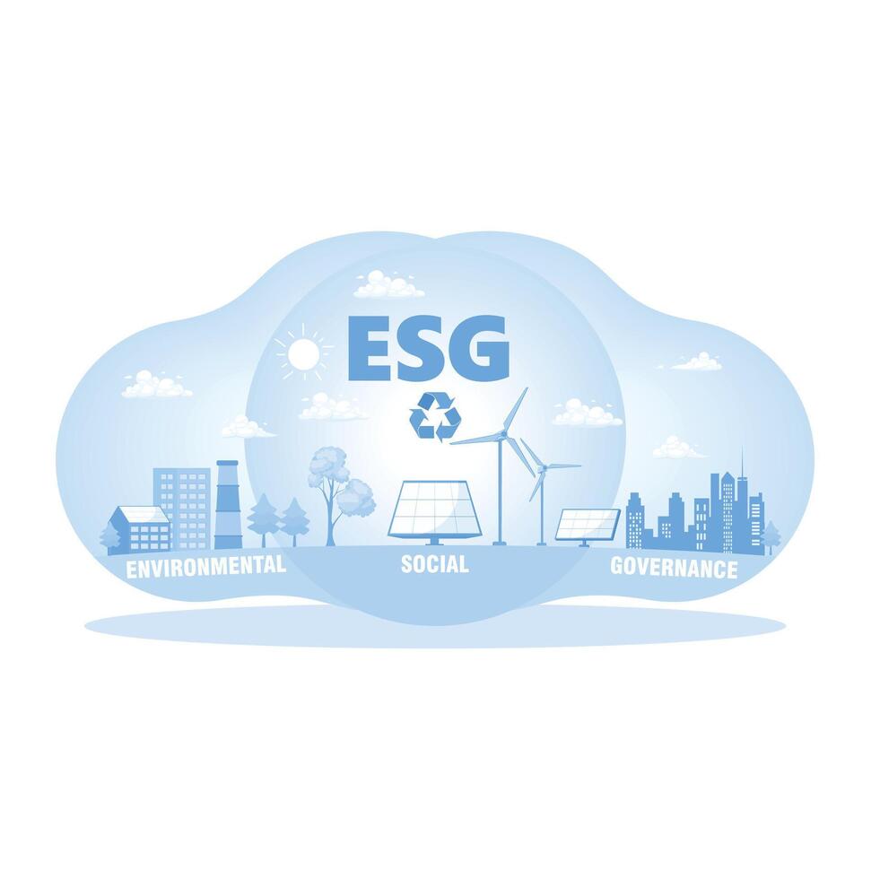 ESG concept with environmental and social governance. vector
