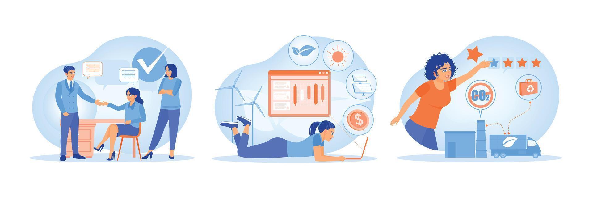 Conceptual illustrations of business, sustainability, and rating systems. vector