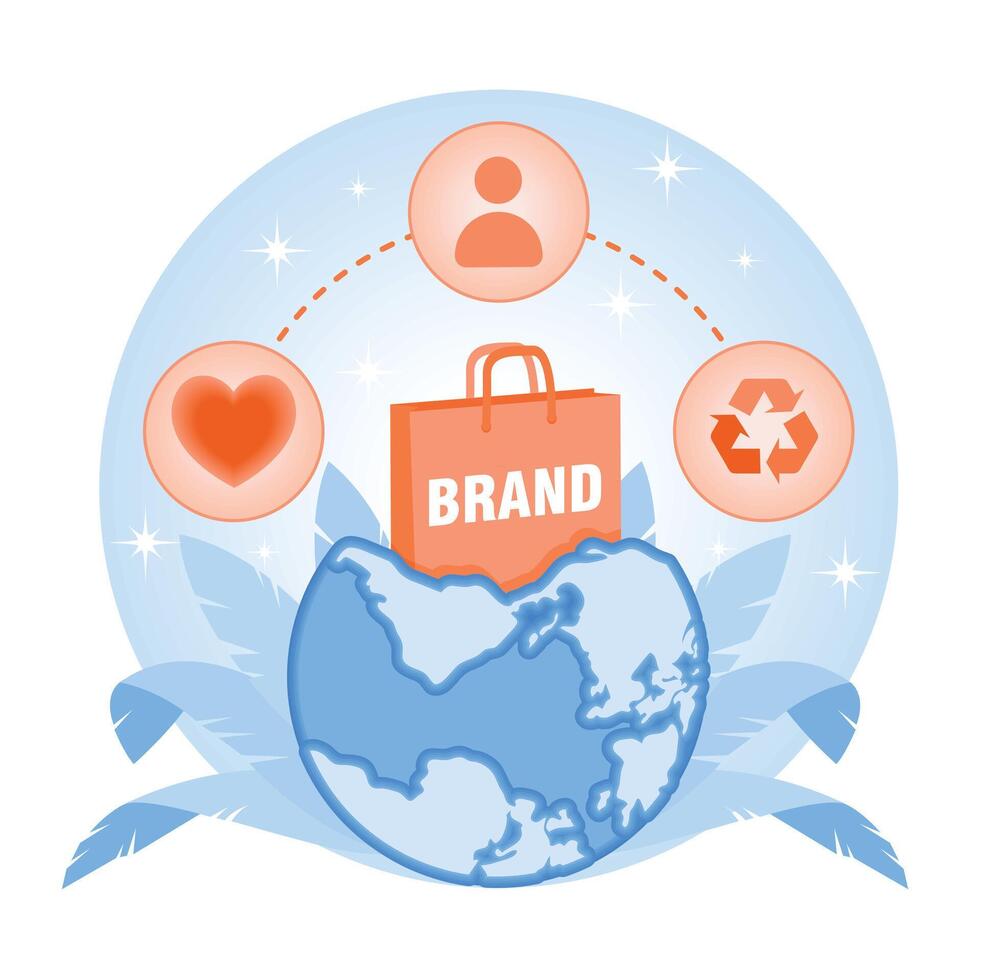 Sustainable branding concept that displays people's concern for the environment. vector