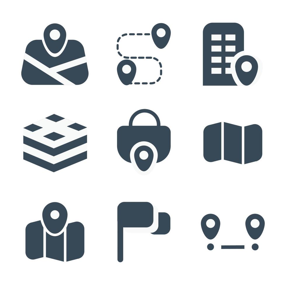 Glyph map icon for website design and mobile, app development vector