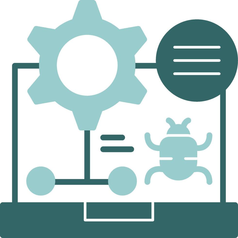 Debug Glyph Green and Blue Icon Design vector