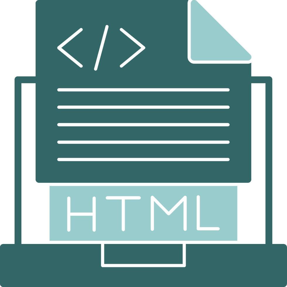 Html File Glyph Green and Blue Icon Design vector