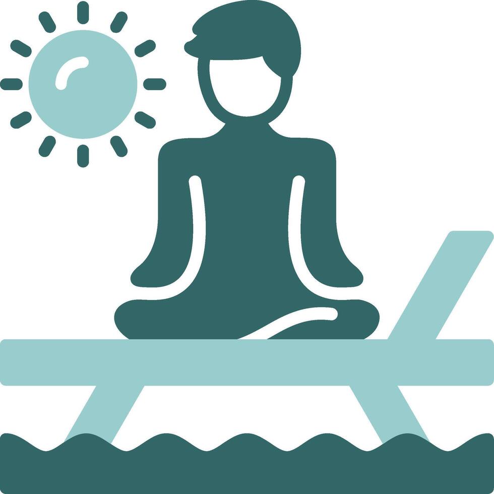 Beach yoga Two Color Icon Design vector