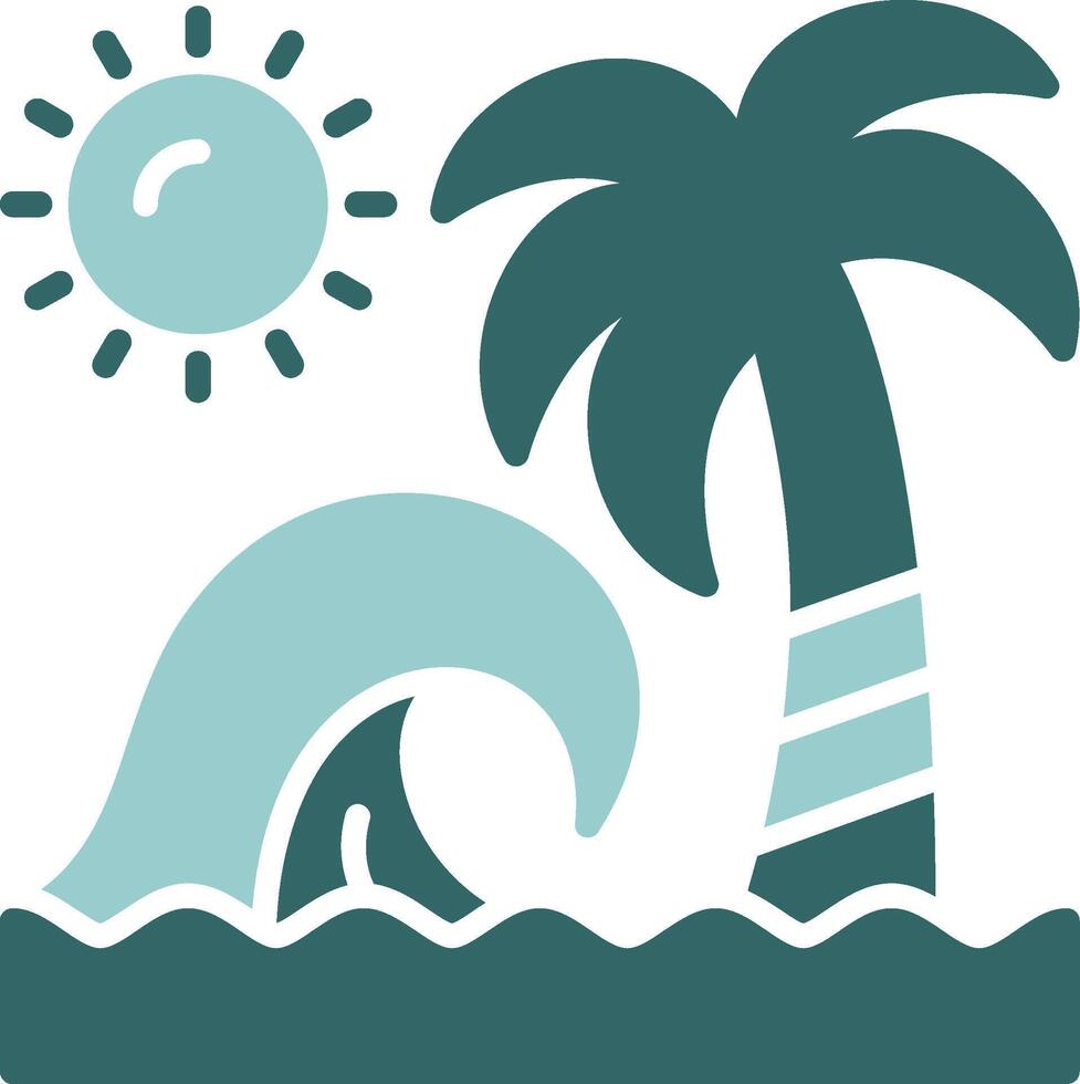 Beach Waves Two Color Icon Design vector