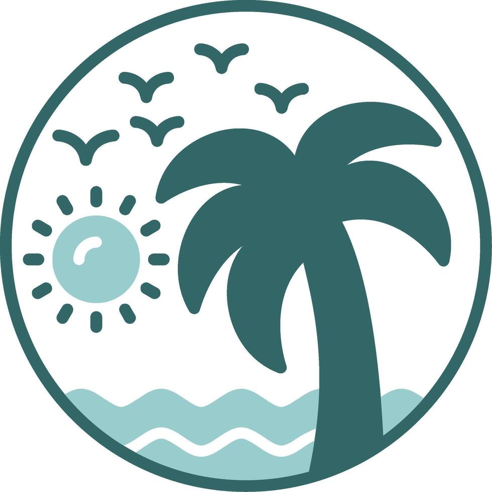 Beach painting Two Color Icon Design vector