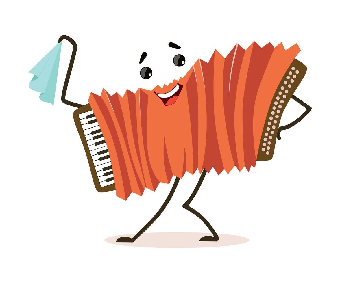 Funny Accordion Musical Instrument Cartoon Character Illustration vector