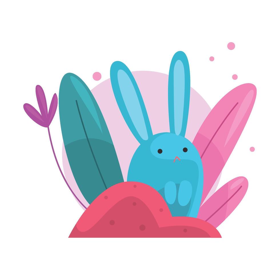 Cute Adorable Bunny Hiding and Peeking Out of Colorful Dense Grass Illustration vector