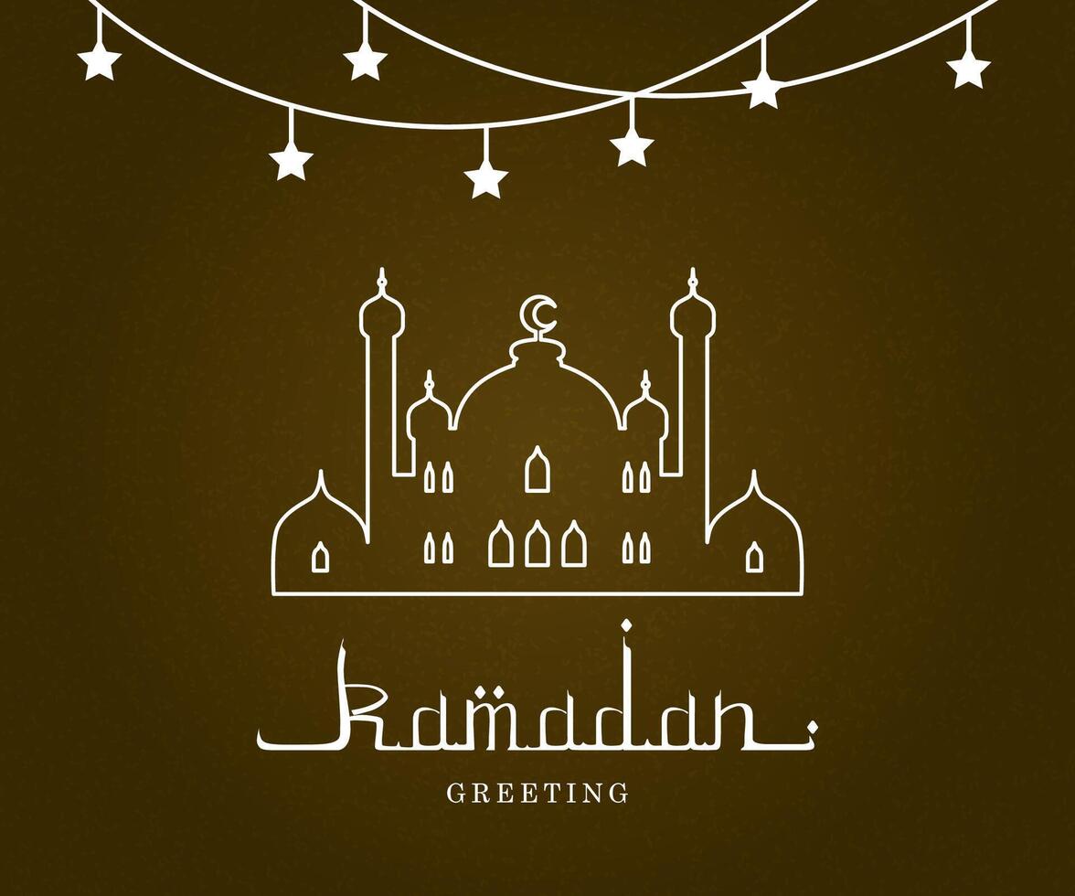 Ramadan Mubarak and Kareem Greeting Card, Arabic Calligraphy , Mosque and Traditional Lantern Illustration vector