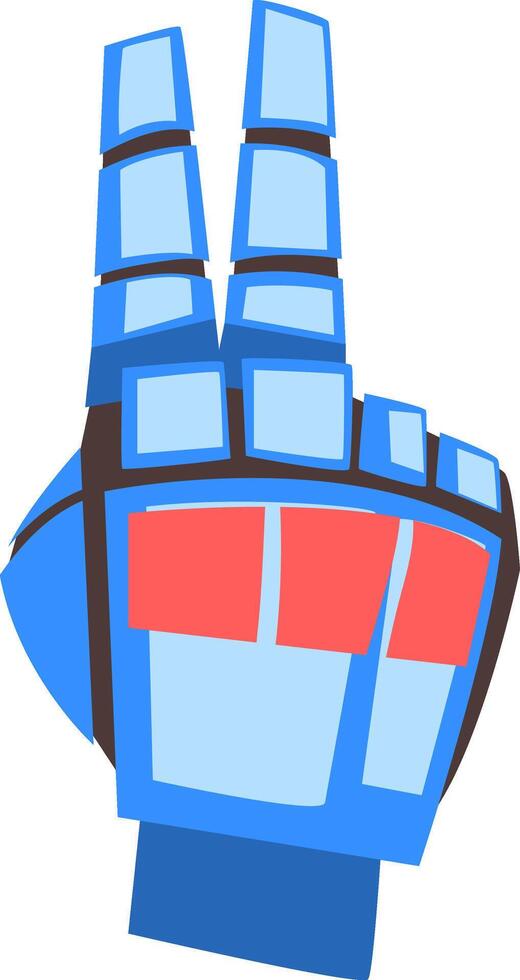 Robot Hand Showing Victory Peace Sign Gesture, Mechanical Palm Gesturing, Artificial Intelligence Illustration vector