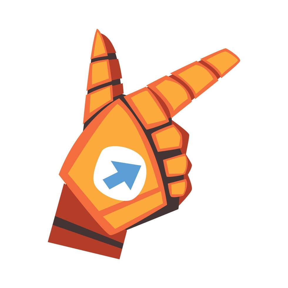 Robot Hand with Pointing Fingers, Orange Mechanical Palm Gesturing, Artificial Intelligence Illustration vector