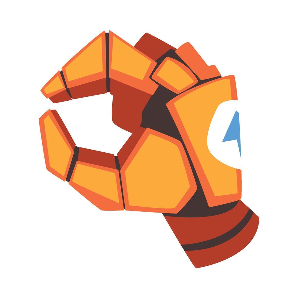 Picking Robot Hand, Orange Mechanical Palm Gesturing, Artificial Intelligence Illustration vector