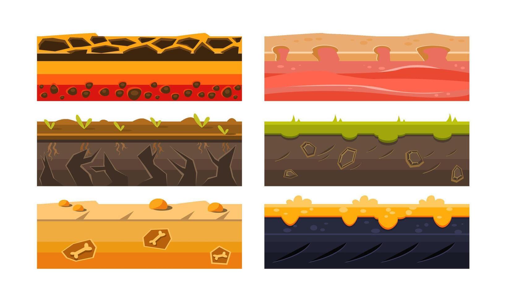 Fantasy Platforms Set, Ground Textures for Mobile or Computer Games User Iinterface Illustration vector