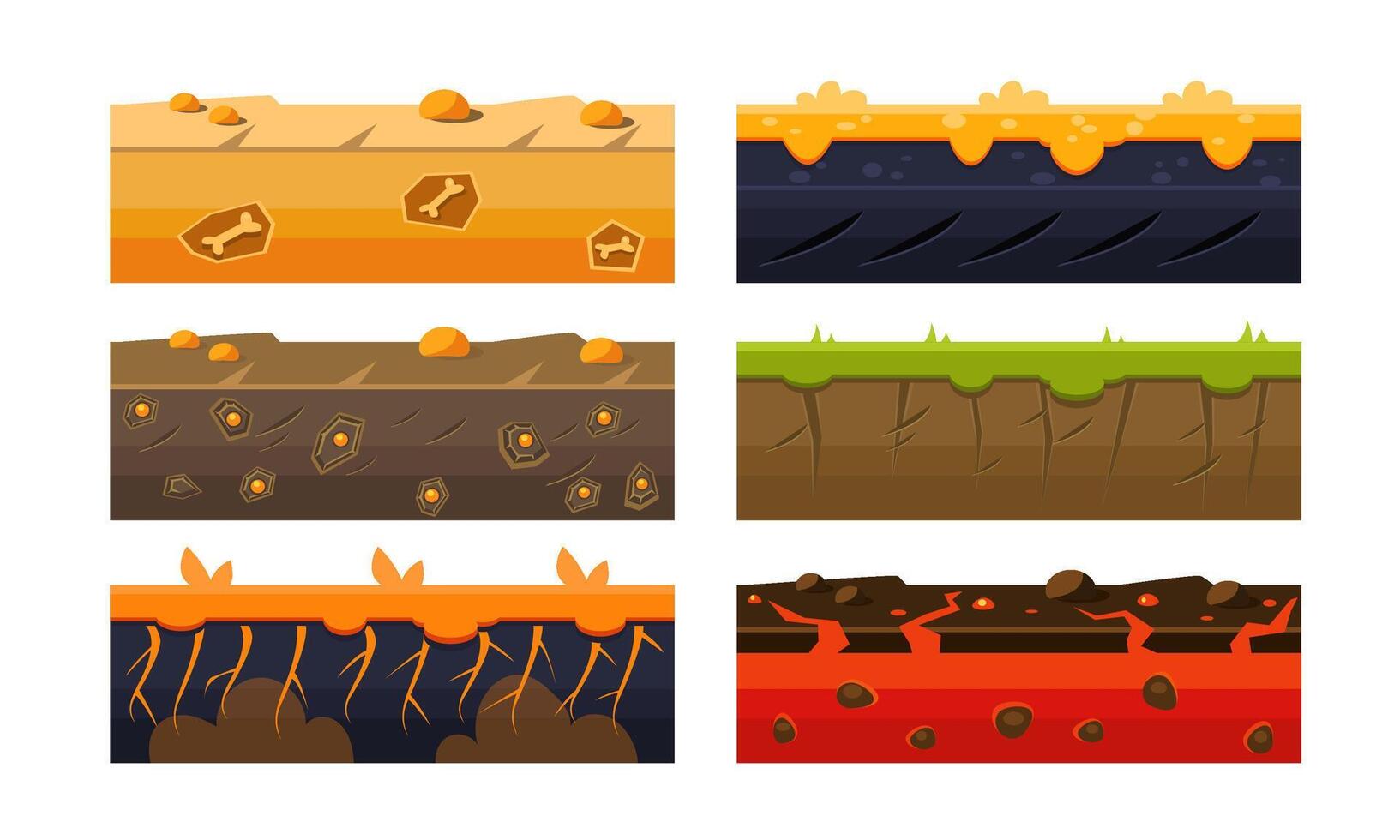 Fantasy Platforms Set, Soil Layers for Mobile or Computer Games User Iinterface Illustration vector