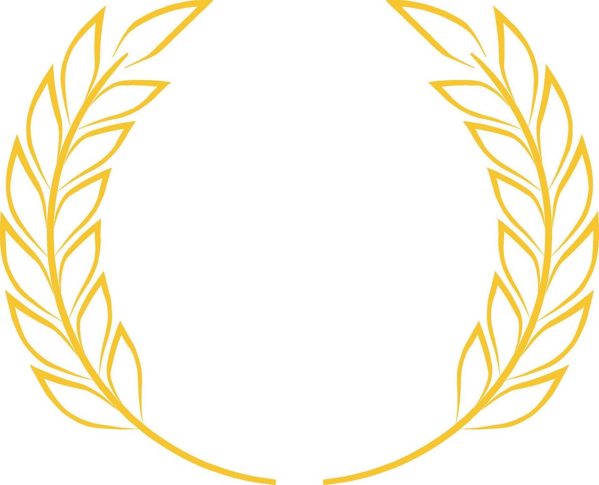 Circular golden laurel wreath symbolizing victory, achievement, and excellence, perfect for awards, logos, or emblems representing success and accomplishment vector