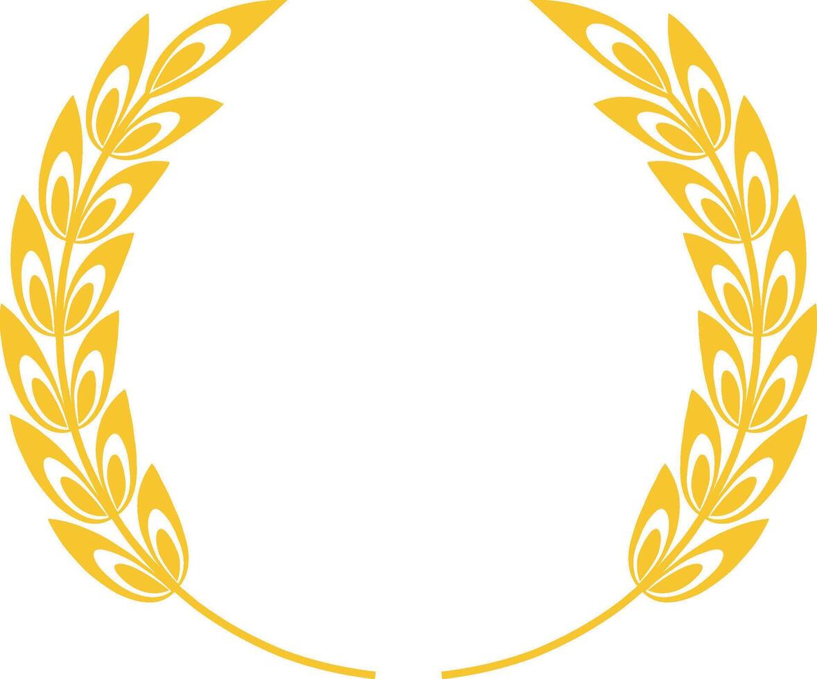 Golden wheat laurel creates a circular frame, symbolizing agriculture, harvest, success, and achievement, ideal for logos, emblems, and decorative elements vector