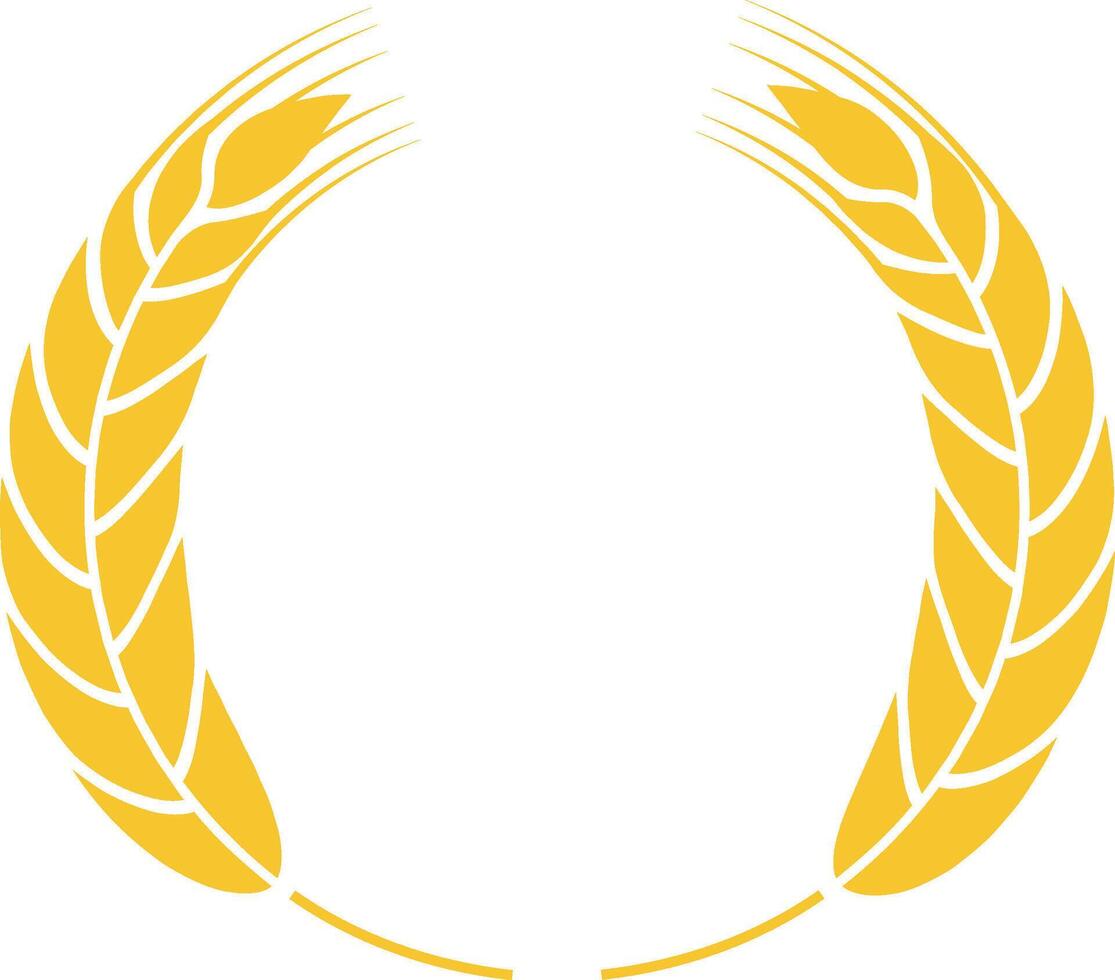 Two stylized wheat stalks forming a circular frame with copy space in the center, suitable for logos, emblems, and decorative elements related to agriculture, farming, and food production vector