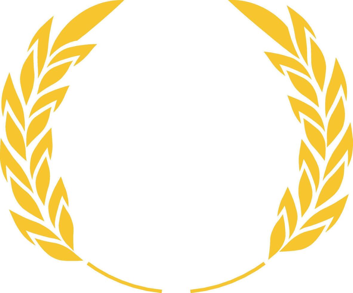 Circular golden wheat wreath representing success, victory, and achievement, ideal for use in emblems, logos, and awards, capturing the essence of celebration and honor vector