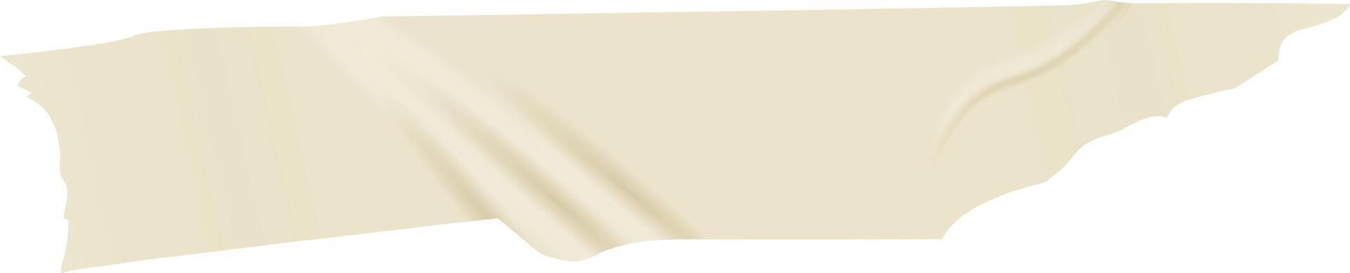 Beige adhesive tape with a folded corner creates an abstract shape, isolated against a white background, offering ample space for text or design elements vector