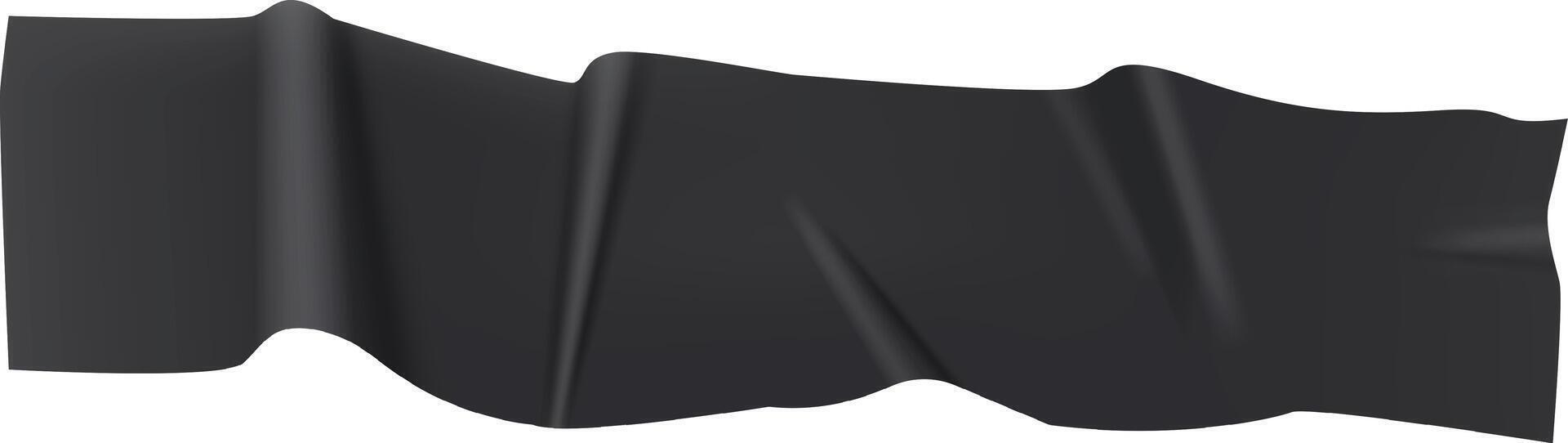Black waving ribbon symbolizing mourning, remembrance, or support for a cause, isolated on a white background, creating a somber and respectful atmosphere vector