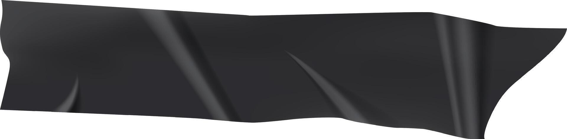 Black adhesive tape with wrinkles floating gracefully against a stark white background, evoking a sense of mystery and intrigue while inviting curiosity and contemplation vector