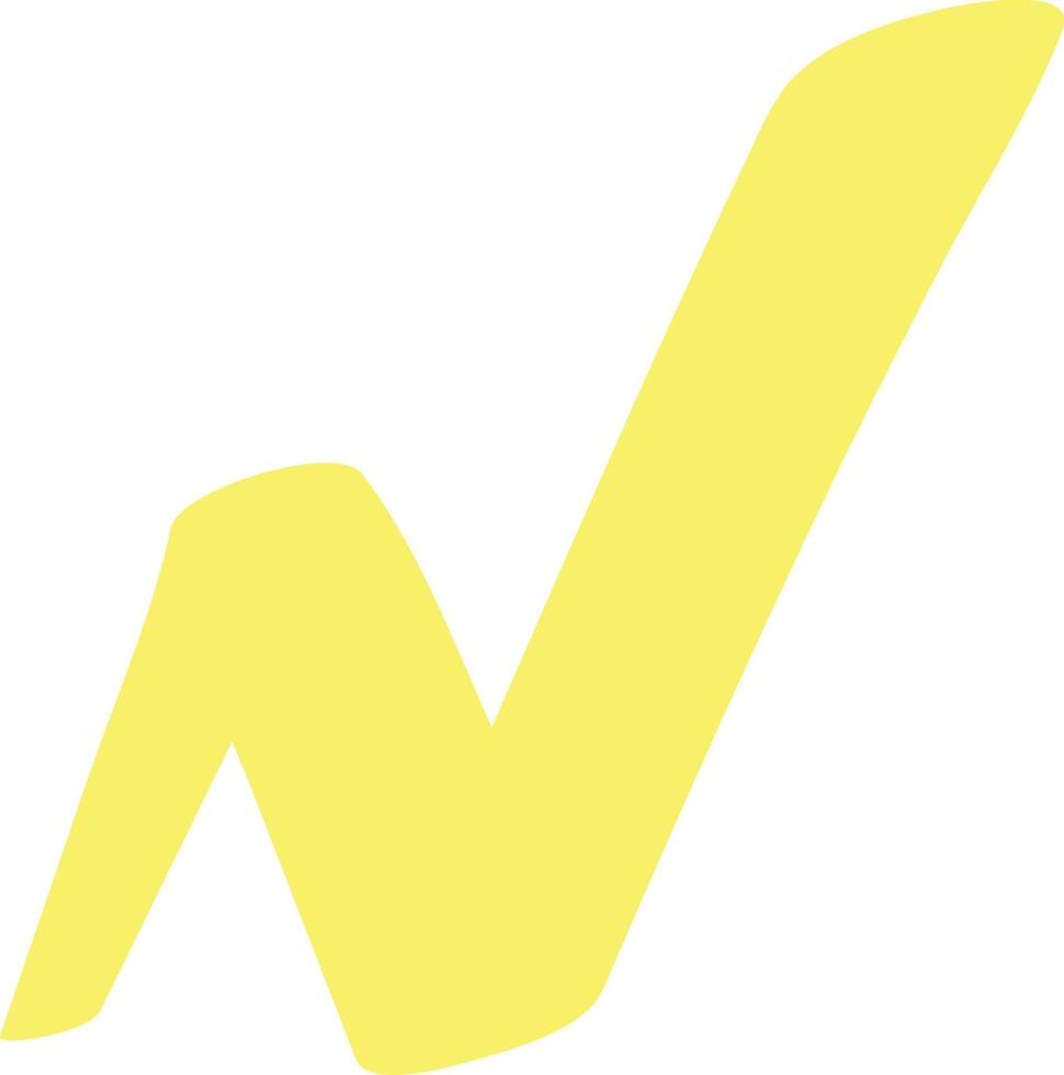 Bright yellow check mark provides a clear visual representation of approval, agreement, verification, or completion, conveying a positive message of confirmation and correctness vector