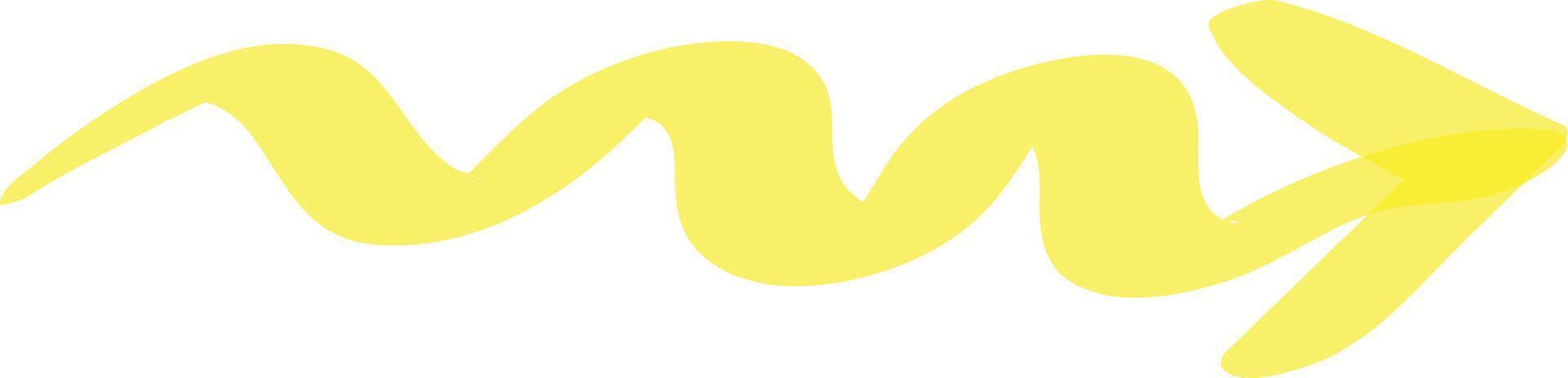 Wavy yellow arrow pointing to the right symbolizing progress, forward movement, and direction, ideal for presentations, websites, and graphic design projects vector