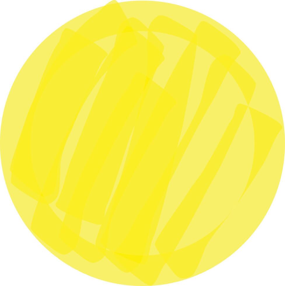 Overlapping translucent highlighter strokes in various shades of yellow form a vibrant and textured circular design, suitable for backgrounds, overlays, or design elements vector